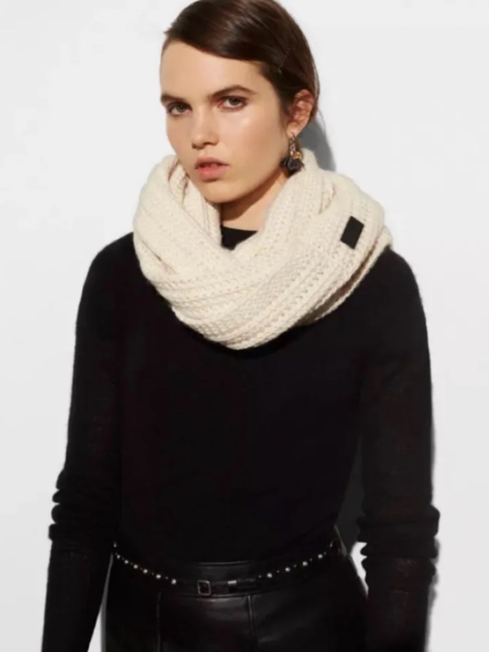 Coach Ivory Chunky Knit Infinity Scarf